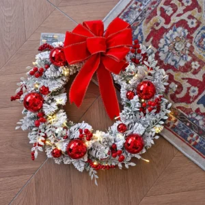 Alternative view of Flocked holiday Wreath or Tree Garland, Snowy Holiday Door and Home Decor