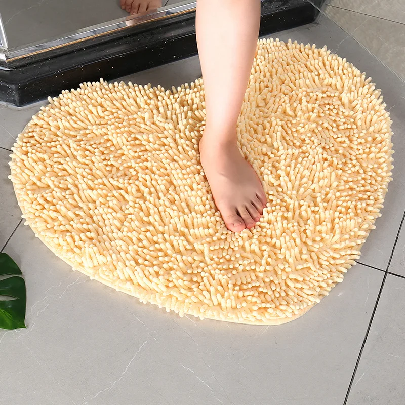 Chenille Heart Bathroom Floor Mats Home Bedroom Bathroom Entrance Non-slip Absorbent Foot Mat Luxury Bathroom Set Free Shipping - Image 10