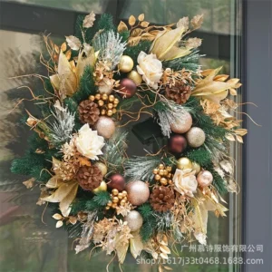 Rustic holiday Wreath with Pinecones and Red Berries, Holiday Front Door Decor - Image 3