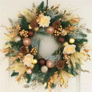 Rustic holiday Wreath with Pinecones and Red Berries, Holiday Front Door Decor
