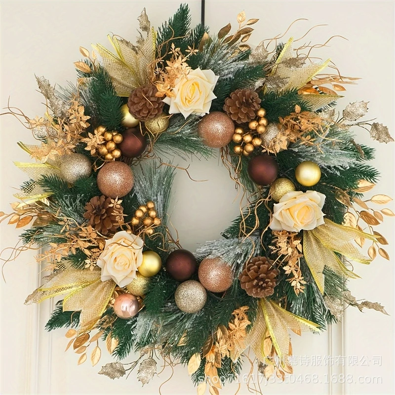 Rustic holiday Wreath with Pinecones and Red Berries, Holiday Front Door Decor