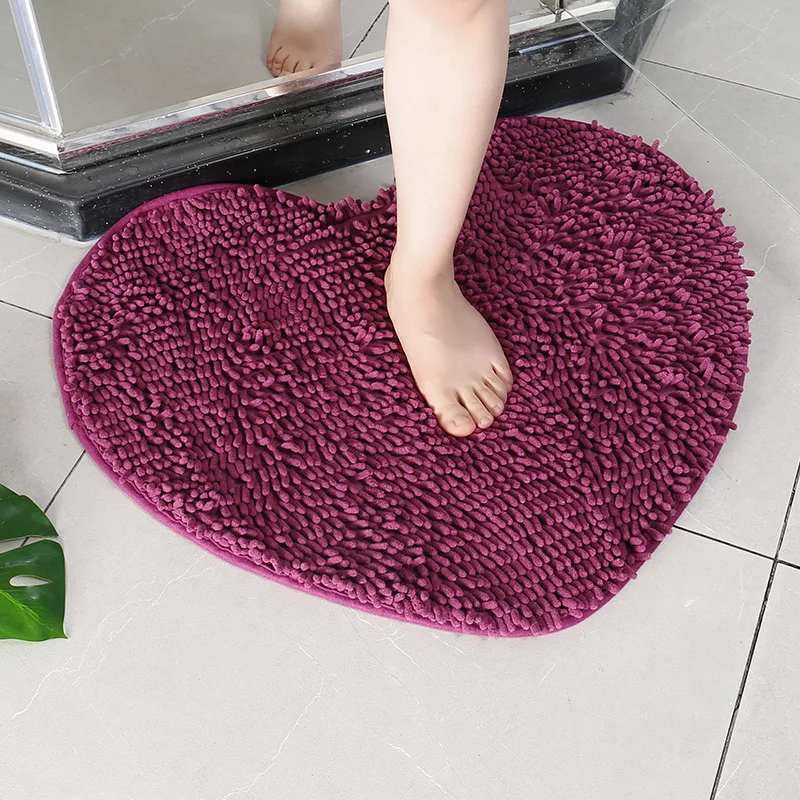 Chenille Heart Bathroom Floor Mats Home Bedroom Bathroom Entrance Non-slip Absorbent Foot Mat Luxury Bathroom Set Free Shipping - Image 6