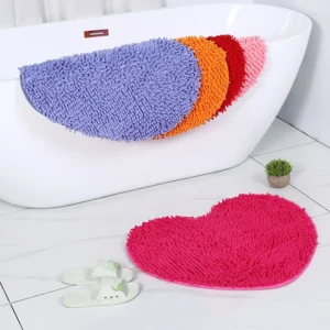 Chenille Heart Bathroom Floor Mats Home Bedroom Bathroom Entrance Non-slip Absorbent Foot Mat Luxury Bathroom Set Free Shipping - Image 2