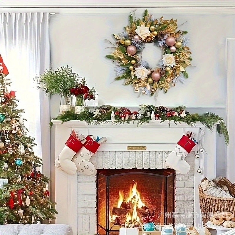 Rustic holiday Wreath with Pinecones and Red Berries, Holiday Front Door Decor - Image 4