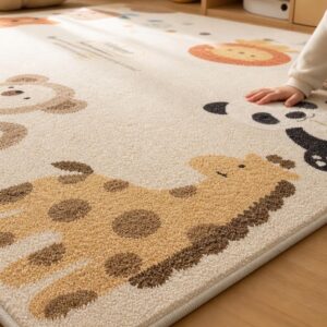 Cartoon Style Large Area Rug - Thickened Plush Bedroom Carpet for Living Room, Fluffy Floor Mat - image 2