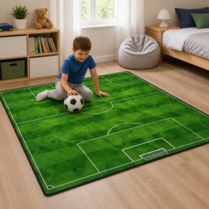 Football Field Play Mat - Foldable Kids Bedroom Carpet, Non-Slip Washable Sports Floor Rug - image 4