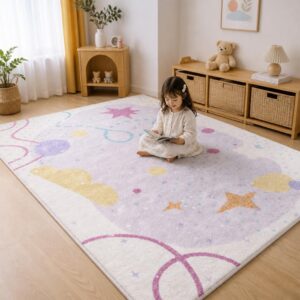 Cream Style Girl Large Area Rug - Plush Bedroom Carpet for Living Room, Fluffy Bedside Floor Mat - image 4