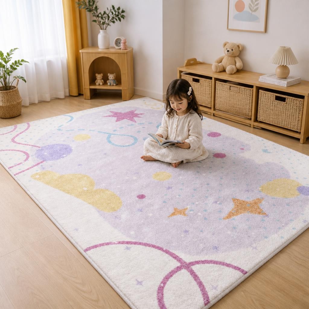 Cream Style Girl Large Area Rug - Plush Bedroom Carpet for Living Room, Fluffy Bedside Floor Mat - image 4
