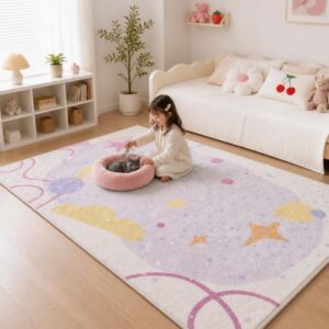 Cream Style Girl Large Area Rug - Plush Bedroom Carpet for Living Room, Fluffy Bedside Floor Mat - image 6