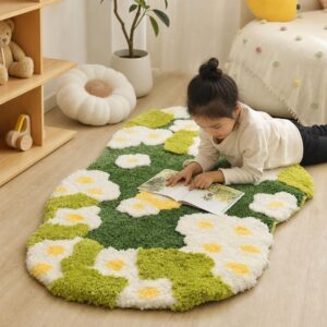 Lawn Moss Rug - Nordic Non-Slip Bedside Carpet for Living Room & Bathroom, Irregular Floral Floor Mat - image 1