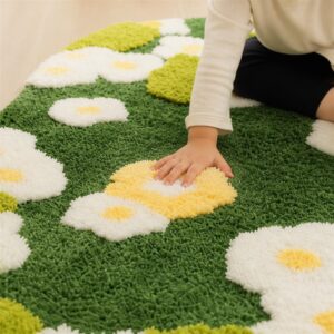 Lawn Moss Rug - Nordic Non-Slip Bedside Carpet for Living Room & Bathroom, Irregular Floral Floor Mat - image 2