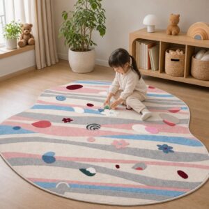 Irregular Shape Dopamine Rug - Large Bedroom Carpet for Living Room, Fluffy Plush Floor Mat - image 1