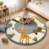 Animal Pattern Round Rug - Cartoon Plush Bedroom Carpet for Living Room, Fluffy Study Floor Mat - image 1