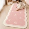 Pink Irregular Shape Rug - Plush Bedroom Carpet for Living Room, Fluffy Study Floor Mat - image 1