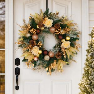 Rustic holiday Wreath with Pinecones and Red Berries, Holiday Front Door Decor - image 1