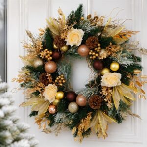 Rustic holiday Wreath with Pinecones and Red Berries, Holiday Front Door Decor - image 2