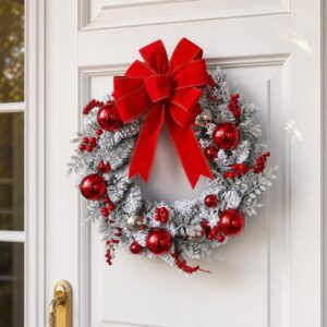 Flocked holiday Wreath or Tree Garland, Snowy Holiday Door and Home Decor - image 1