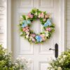 Small Rose Floral Wreath, Spring Door Hanger, Romantic Cottage Wall Decor - image 1