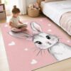 Pink Rabbit Cartoon Rug - 3D Printed Kids Bedroom Carpet, Non-Slip Fluffy Floor Mat - image 1