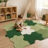 Puzzle Shape Luxury Area Rug - Creative Modern Bedroom Carpet for Living Room, Plush Floor Mat - image 1