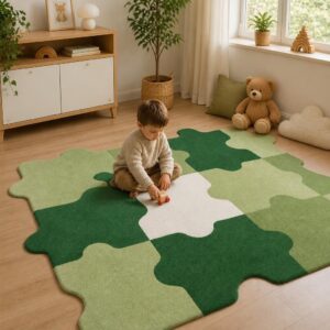 Puzzle Shape Luxury Area Rug - Creative Modern Bedroom Carpet for Living Room, Plush Floor Mat - image 4