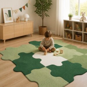 Puzzle Shape Luxury Area Rug - Creative Modern Bedroom Carpet for Living Room, Plush Floor Mat - image 5
