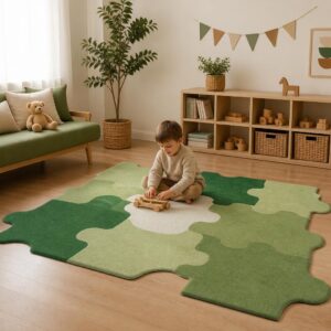 Puzzle Shape Luxury Area Rug - Creative Modern Bedroom Carpet for Living Room, Plush Floor Mat - image 6