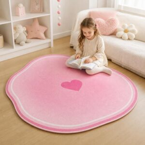 Heart Pattern Ins Style Rug - Irregular Anti-Skid Bedroom Carpet, Soft Fluffy Floor Mat - image 1