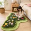 Irregular Shape Bedside Rug - Modern Plush Bedroom Carpet for Living Room, Fluffy Floor Mat - image 1