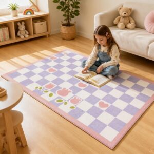 Checkerboard Dopamine Rug - Modern Bedroom Carpet for Living Room, Non-Slip Washable Floor Mat - image 3