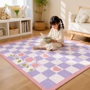 Checkerboard Dopamine Rug - Modern Bedroom Carpet for Living Room, Non-Slip Washable Floor Mat - image 4