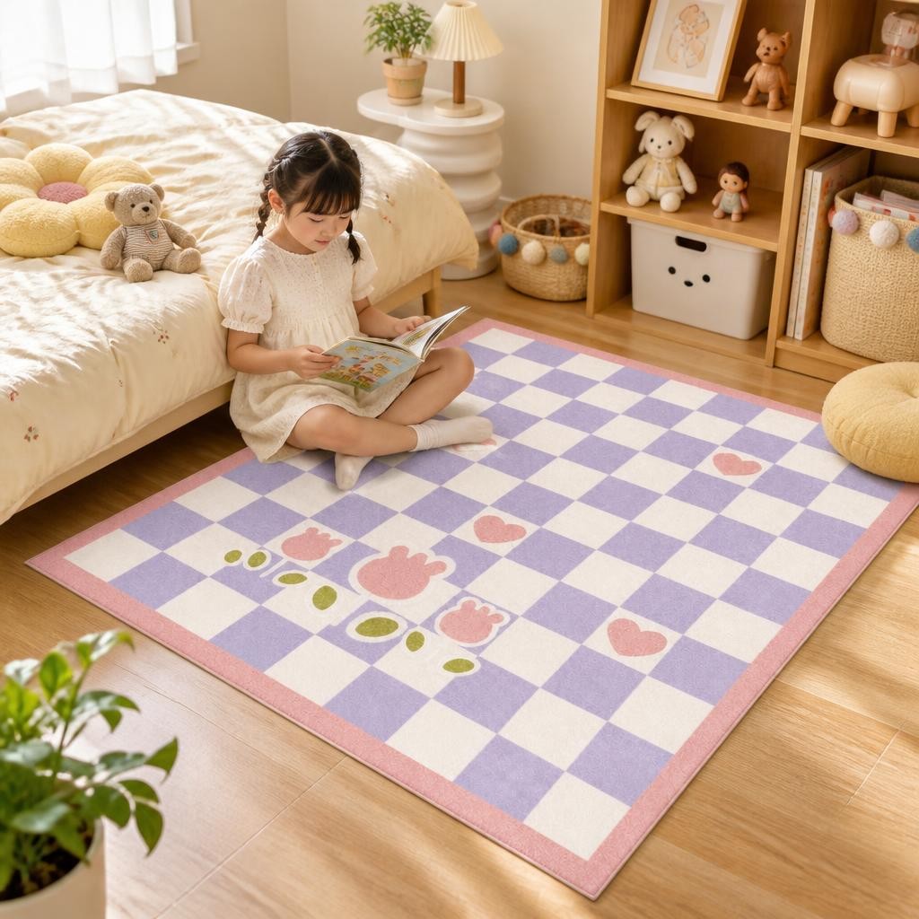 Checkerboard Dopamine Rug - Modern Bedroom Carpet for Living Room, Non-Slip Washable Floor Mat - image 6