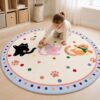 Modern Round Plush Rug - Thick Bedroom Carpet for Living Room, Fluffy Kids Floor Mat - image 1