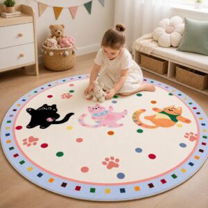 Modern Round Plush Rug - Thick Bedroom Carpet for Living Room, Fluffy Kids Floor Mat - image 3