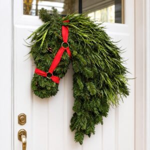 Horse Head Christmas Wreath, Equestrian Farmhouse Door Decor, Rustic Horse Lover Holiday Wreath, Country Christmas - image 2
