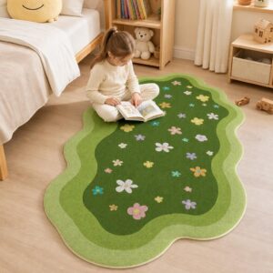 Pastoral Style Irregular Rug - Plush Bedroom Carpet for Living Room, Fluffy Floor Mat - image 1